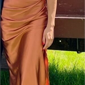 Satin Slip Dress in Copper